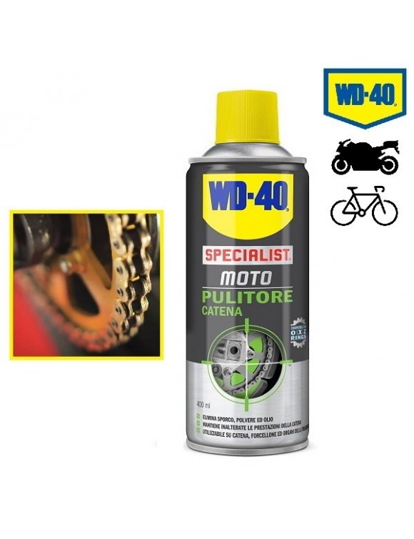 Pulitore spray per catena/forcellone/trasmissione moto wd-40 400ml antipolvere