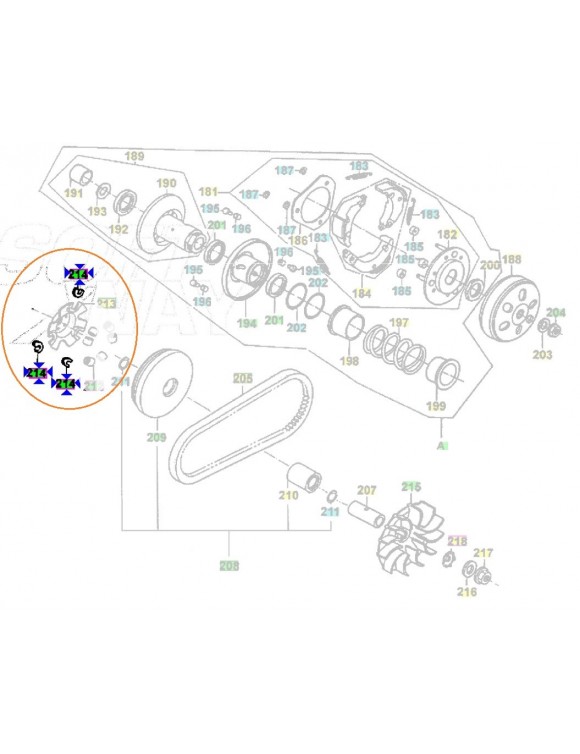 Juego polea la polea Super8 Kymco,película,personas,agilidad 125-150-200 - 3
