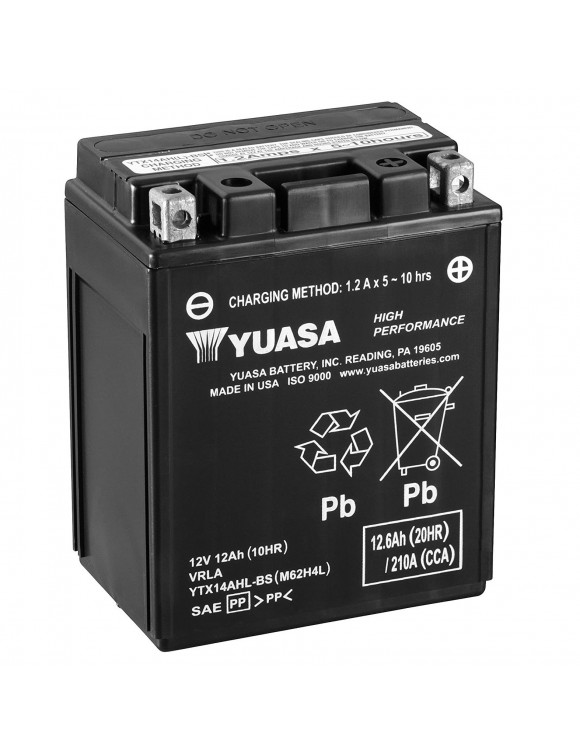 Batería moto 12V-12AH Yuasa YTX14AHL-BS ácido del kit 065123