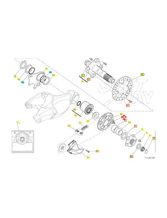 Caucho Ducati amortiguador 5 pedazos fijados,varios modelos - 4