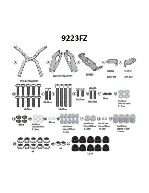 Kit corchetes GIVI 9223FZ Monokey/Monolock Case,CFMOTO 650 NK - 1