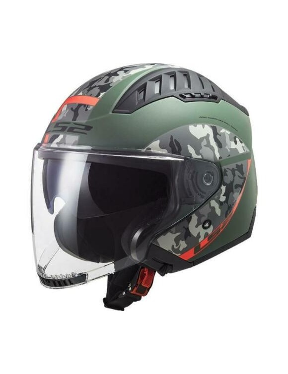 Jet HPTT LS2 Motorrad Helm von600 Copter matter militärisch grün orange