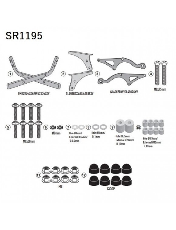 Kit attacco posteriore GIVI sr1195 per bauletto Monolock, Honda super cub c125 - 2 Kit attacco posteriore GIVI sr1195 per bauletto Monolock, Honda super cub c125 - 2