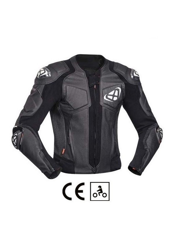 Summer motorcycle jacket in leather Ixon Vendetta JKT EVO black/white