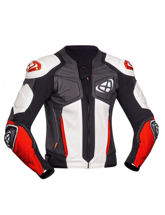 Motorcycle Jacket Men's Summer Leather Ixon Vendetta EVO JKT Black/White/Red
