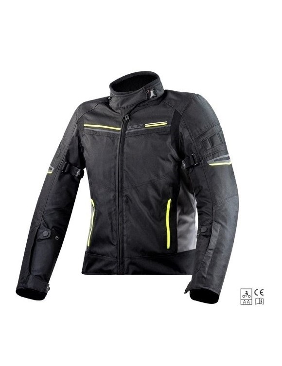 Touring motorcycle jacket 3 seasons waterproof ls2 shadow lady titanium/yellow