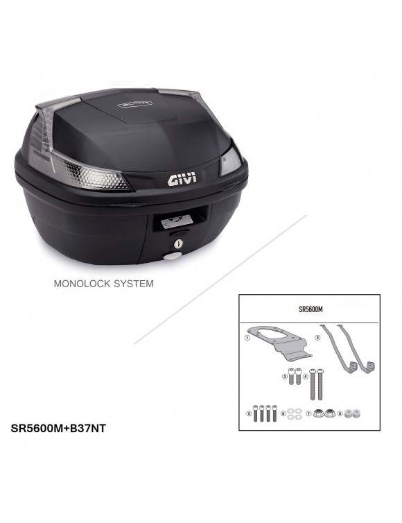37L GIVI B37NT TOP BOX TOP TOP TOP + MP3 YEBAN 125-300/300 HPE Bagage Rack - 1