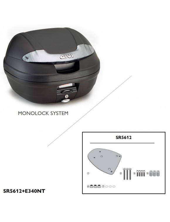 Kit completo bauletto 34l GIVI e340nt + portapacchi Medley / s / i-get 125-150 - 2 Kit completo bauletto 34l GIVI e340nt + portapacchi Medley / s / i-get 125-150 - 2