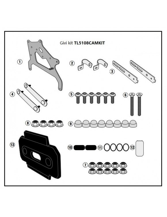 Kit ataque sujeción la caja herramientas GIVI S250 cerradura lateral PL5108CAM - 1