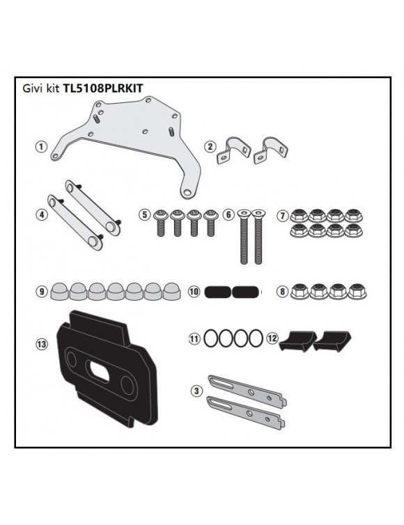 Kit fixation GIVI fixation la boîte à outils S250 sur rack latéral PLR5108 - 1