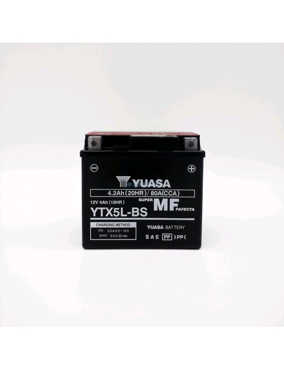 MOTORCYCLE BATTERY 12V/4.2AH Yuasa YTX5L-BS with Electrolytic Acid Right 065049