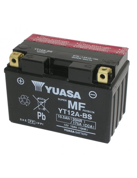 Batterie moto 12V/10.5AH Yuasa YT12A-BS avec kit aci0651110