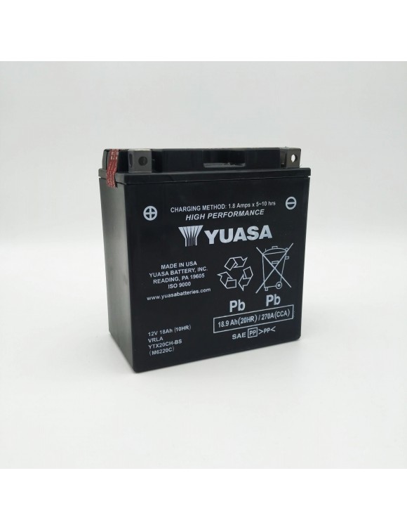 Batterie moto 12V/18AH Yuasa YTX20CH-BS avec kit aci065187