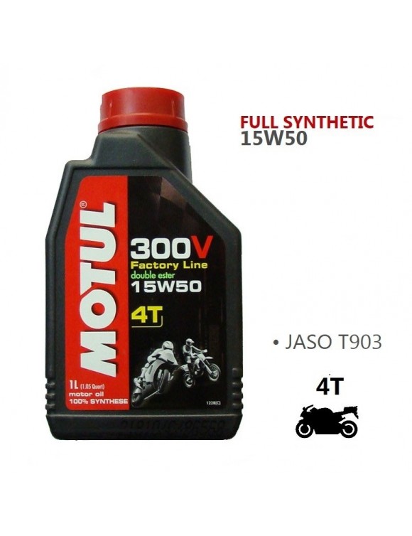 Motor Lubricant Oil 4T Synthetic Motul 300V 15W50 Motorcycle Sport/ATV/Quad 1L
