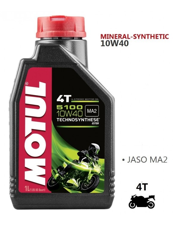 Olio lubrificante moto motore 4 tempi sintetico-minerale Motul 5100 4t 10w40