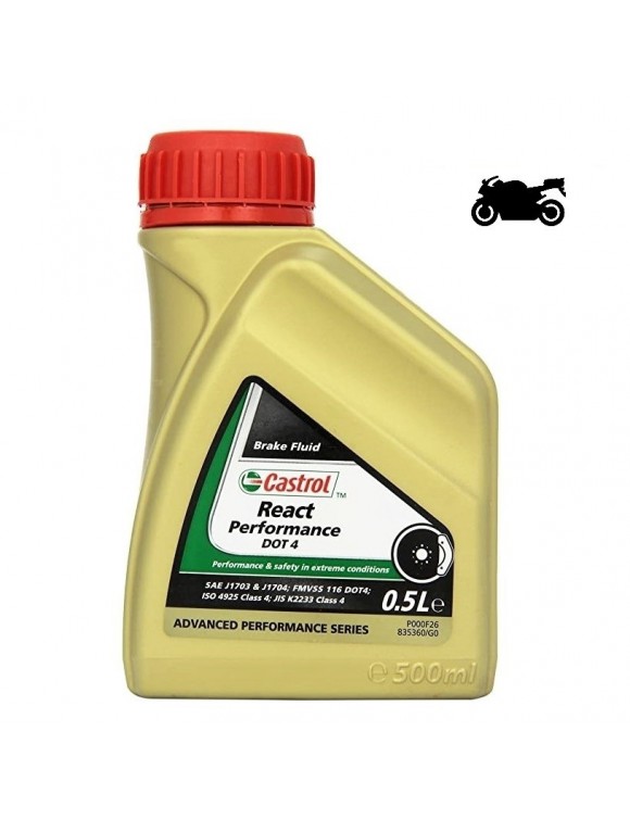 Motorcycle Brake Oil Castrol React Performance DOT4 0.5 Liter Pack