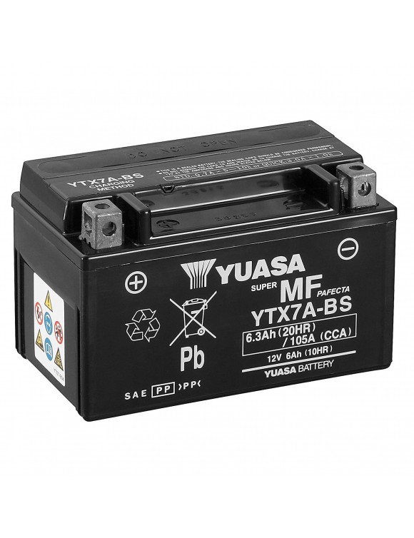 Batería moto 12V/6AH Yuasa YTX7A-BS kit ácido 0650700