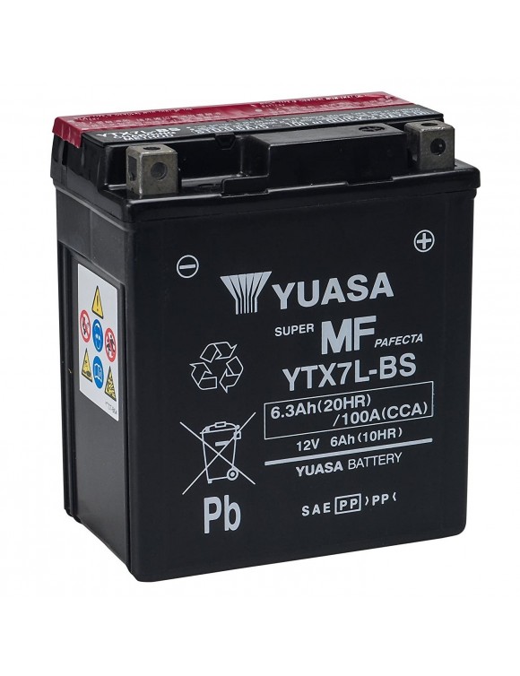 Batería moto 12V/6AH Yuasa YTX7L-BS kit ácido 0650690