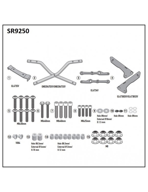 GIVI SR9250 rod brackets Monolf Voge Trophy 300 BC trunk - 2 GIVI SR9250 rod brackets Monolf Voge Trophy 300 BC trunk - 2