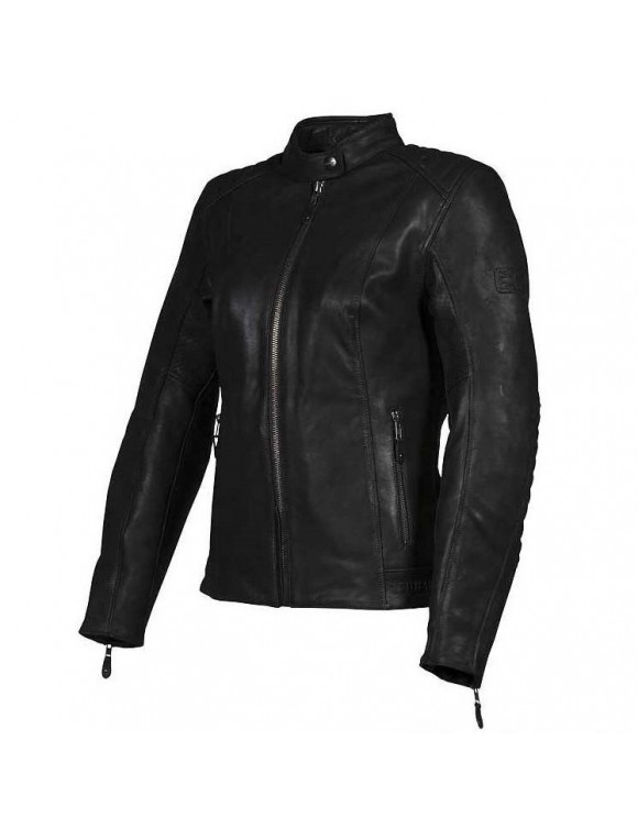 Motorcycle Jacket Summer Leather with Triumph Roxbury Black Protections