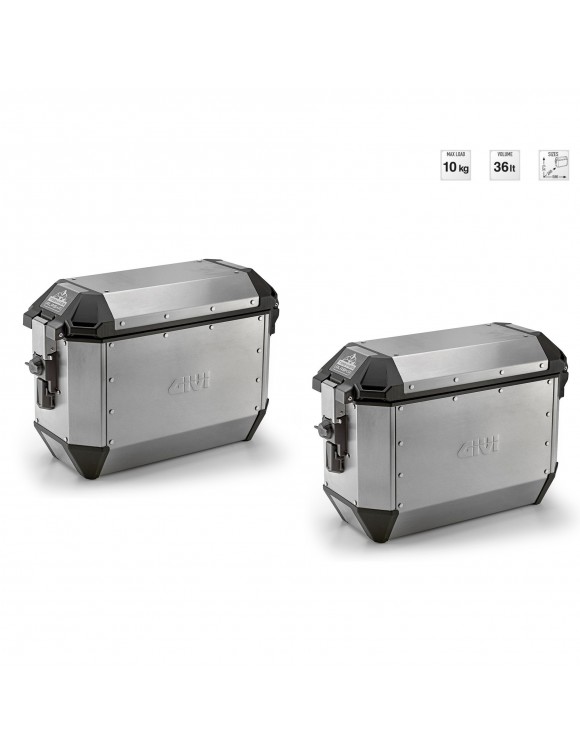 Couple side suitcases 36L Aluminum Givi Monokey Trekker Alaska(Ala36APack2)