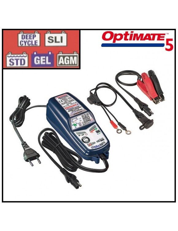 Optimate 5 Universal-Ladegerät und Erhaltungsladegerät für Blei-Säure-Motorradbatterien 6V-12V - 1 Optimate 5 Universal-Ladegerät und Erhaltungsladegerät für Blei-Säure-Motorradbatterien 6V-12V - 1