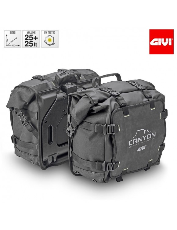 Coppia borse laterali moto enduro off-road 25l Monokey GIVI grt720 impermeabili - 2