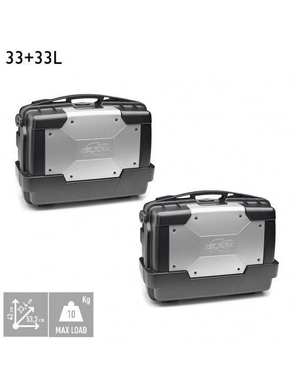 Coppia valigie laterali moto 33l in tecnopolimero, Monokey | Kappa kgr33pack2