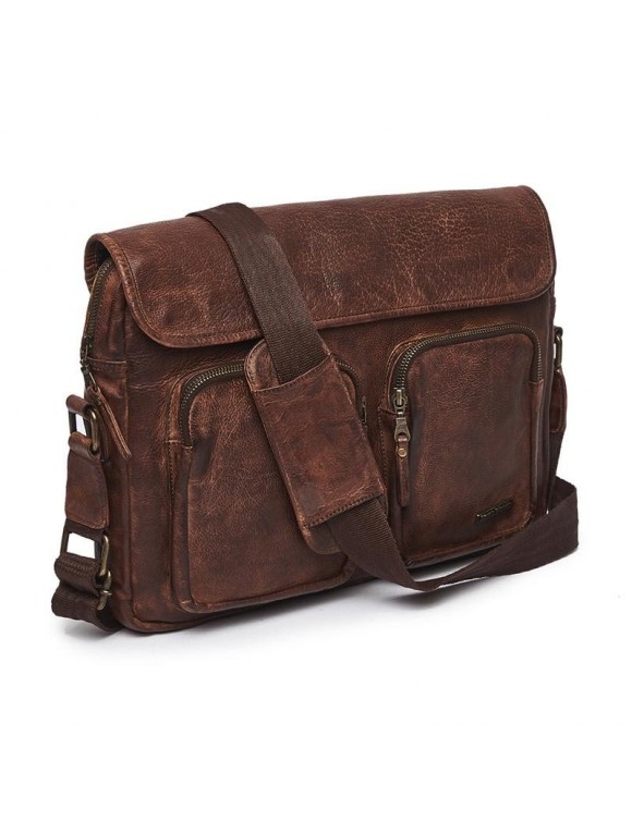 Laptop/computer shoulder bag 100% leather 5 lt. brown Royal Enfield