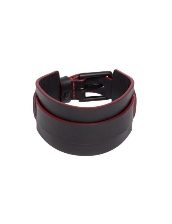 Bracciale in vera pelle originale Moto Guzzi nero regolabile con fibbia 606666m - 1