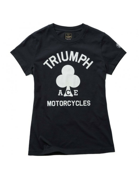 T-Shirt der Frauen-T-Shirt Biker 100% Black Cotton Triumph Brent Cross Ace Cafe