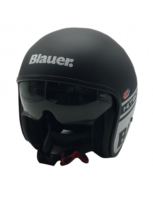 Jet Motorcycle Helm Glasfaserglas Blauer Pilot 1.1 er schwarzer