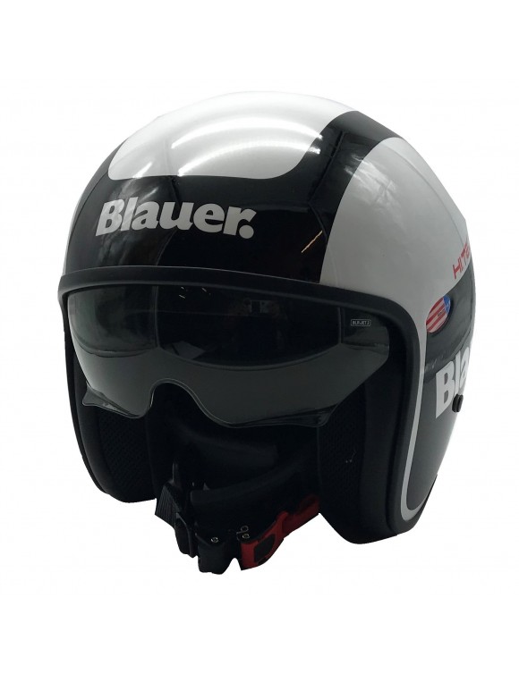 Jet Motorcycle Helmet Glass Fibra Blauer Pilot 1.1g Graphic Black/ White