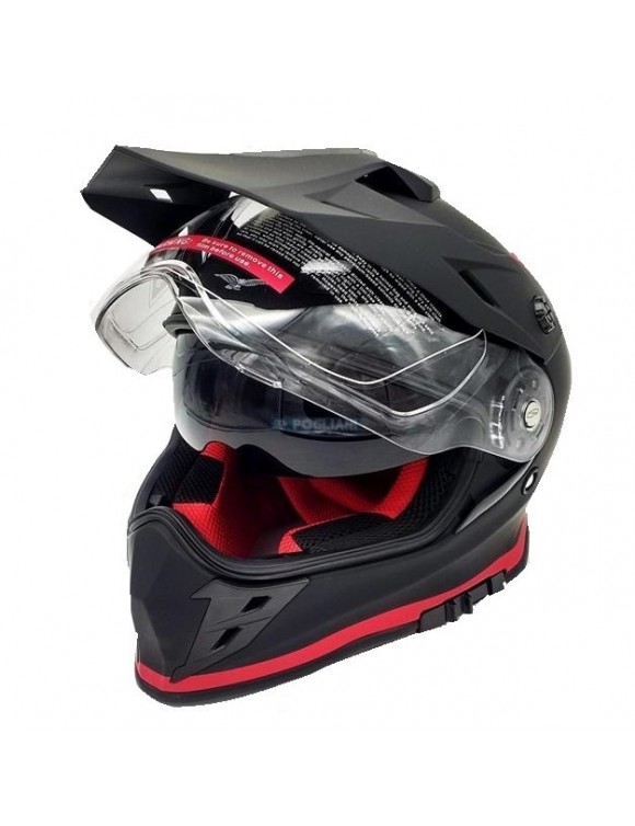 Enduro/Motard Motorcycle Motorcycle Helmet Moto Guzzi FF V85 Black /Red