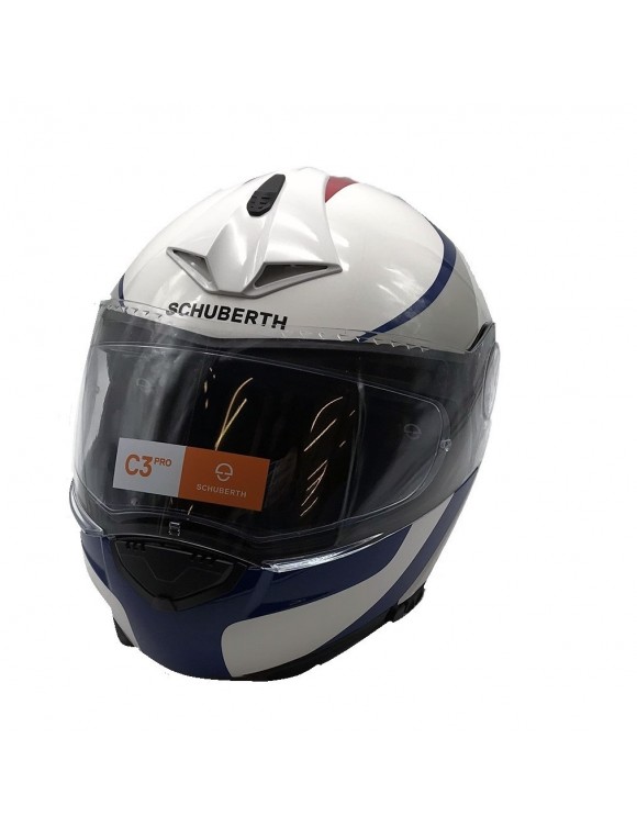 Modular Motorcycle Helmet Fiberglass Schuberth C3 Pro Sextant White/ Blue