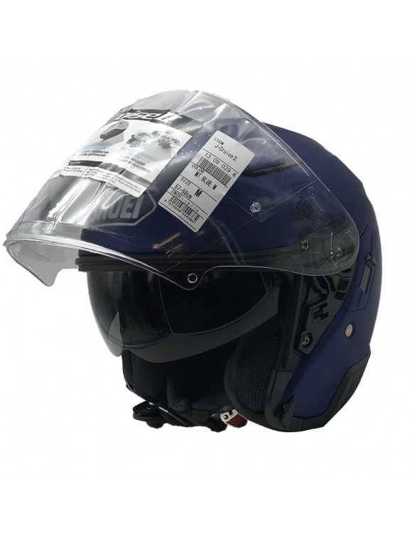Jet motorcycle helmet micrometric closure shoei j-cruise II blue monochrome