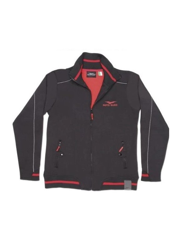 Felpa zip originale Moto Guzzi "Classic" nero/rosso 606483m - 1