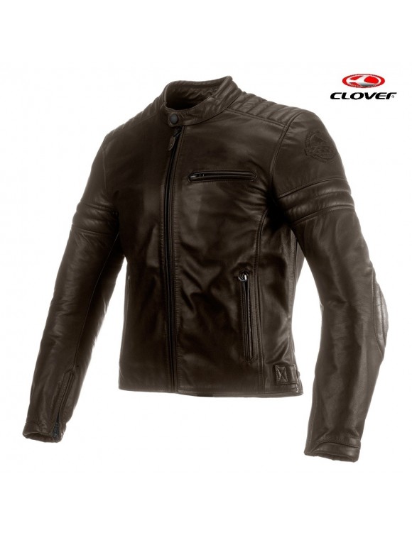 Men's Leather Motorcycle Jacket Cafè Racer Clover Bullet Pro Moro Head 1801