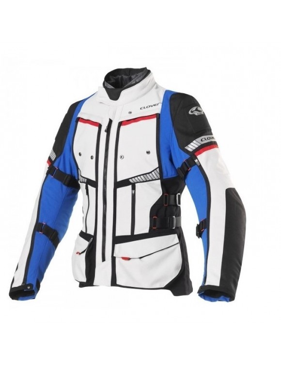 Touring Motorcycle Jacket 4 Seasons Clover GTS-4 Gray/Blue Waterproof Protective