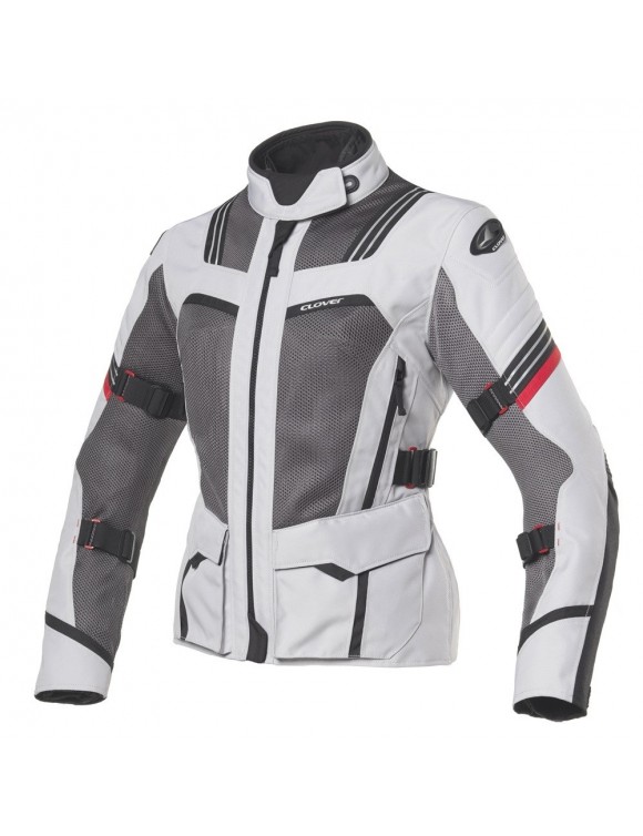 Winter Women's Motorcycle Jacket Clover Ventouring-3 Black/Gray WP Airbag
