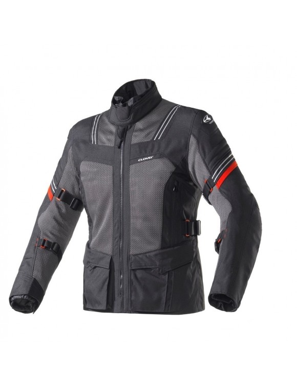 Winter Motorcycle Jacket Clover Ventouring-3 Black WP Airbag