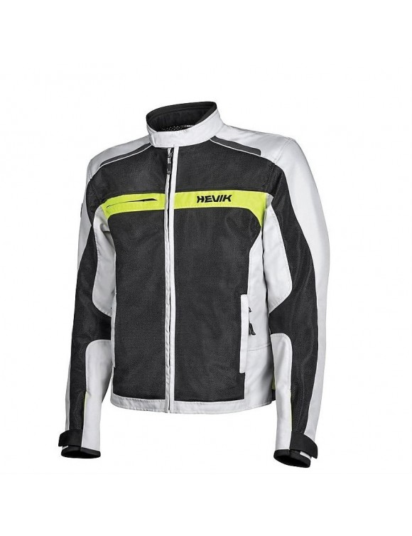 Men's summer motorcycle jacket with light gray/black hevik scirocco protections