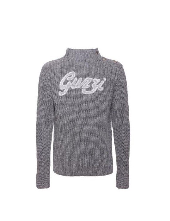 Pull gris mélangé Merino Laine e Moto Guzzi 606745m - 1