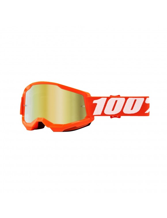 Maschera occhiali goggles 100% strata 2 orange con lente a specchio oro 461233