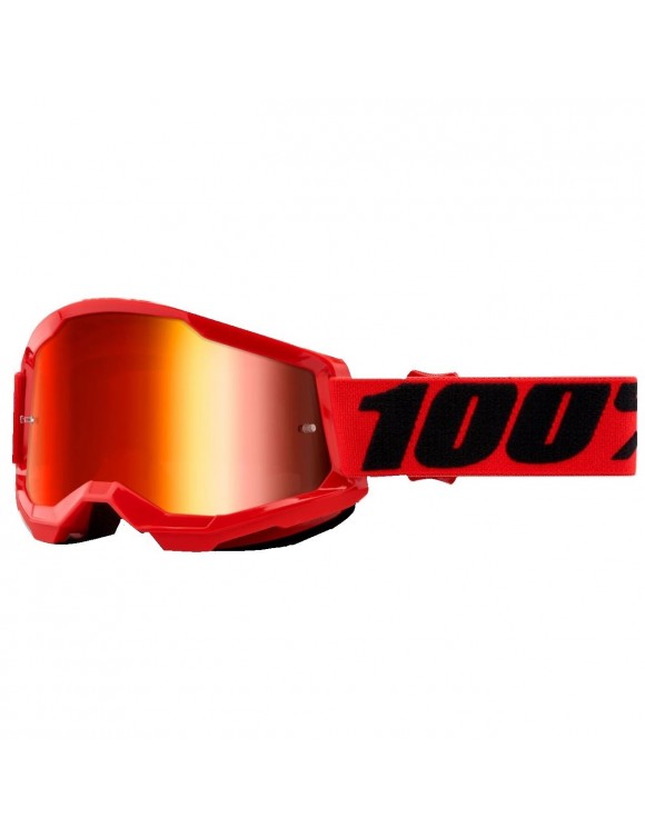 Maschera occhiali goggles 100% strata 2 red con lente a specchio rossa