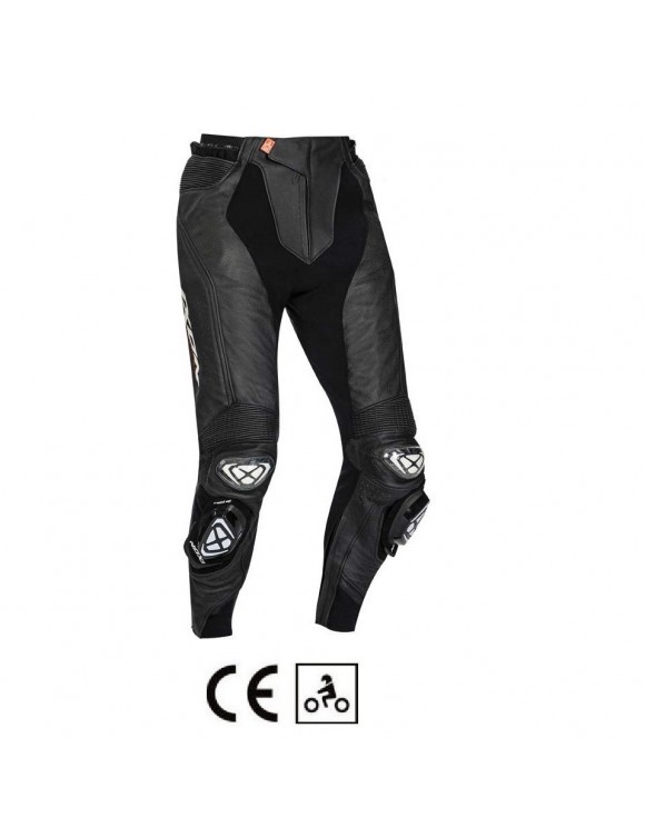 Summer motorcycle trousers in leather Ixon Vendetta EVO PT black/white