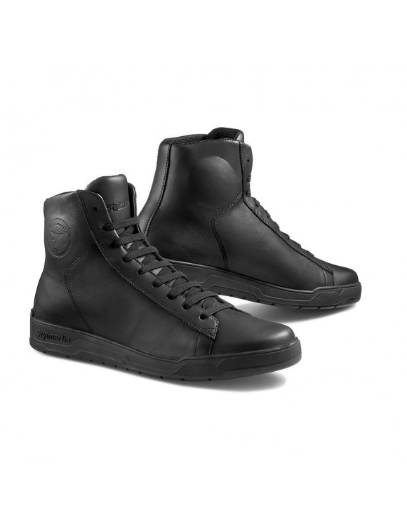 Unisex-Leder-Motorrad-Sneaker-Stiefeletten mit Stylmartin Core WP-Schutz Schwarz CORE-BLK