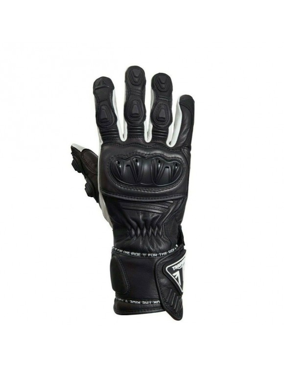 Guanti moto in pelle originali Triumph triple nero/bianco - 1