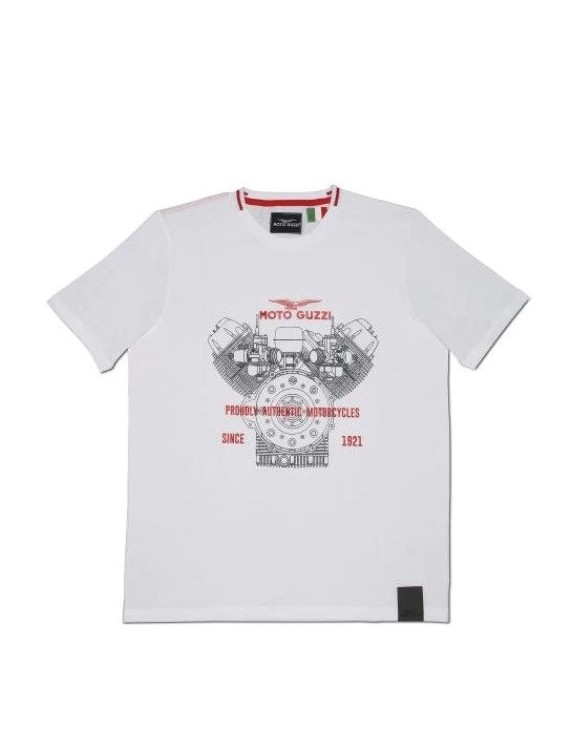 T-shirt maglietta a maniche corte originale Moto Guzzi "Classic" bianco 606482m