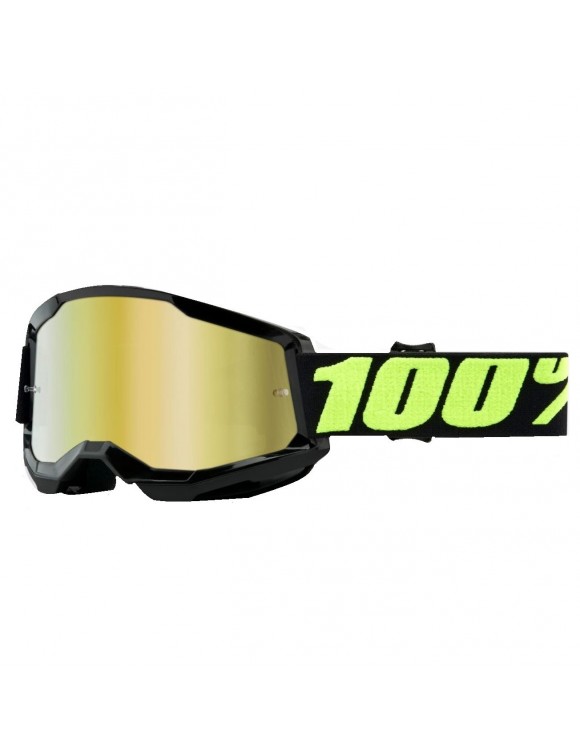 Maschera occhiali Goggles 100% Strata 2 upso con lente a specchio oro